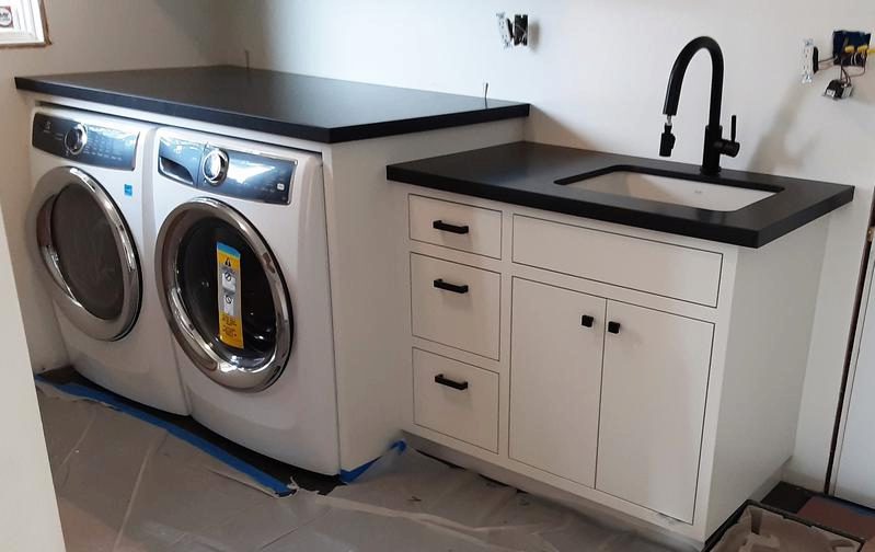 Black Quartz Countertops Laundr Room Remodel Palo Alto California