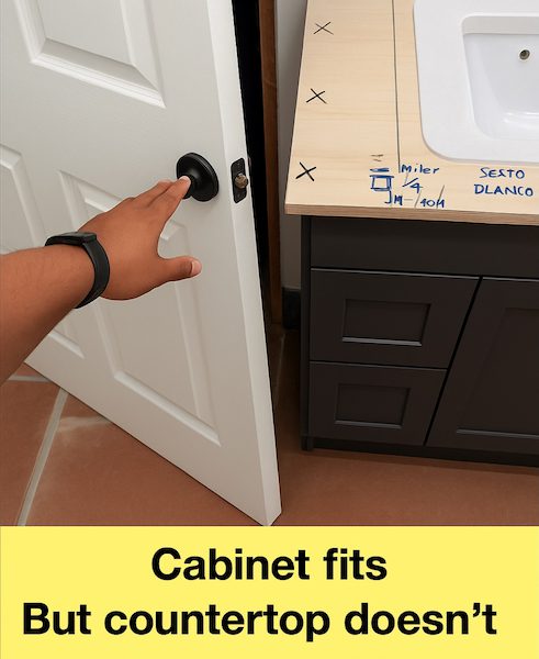 Cabinets fit but countertop doesn’t fit.