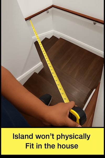 Island won’t physically fit in the house.